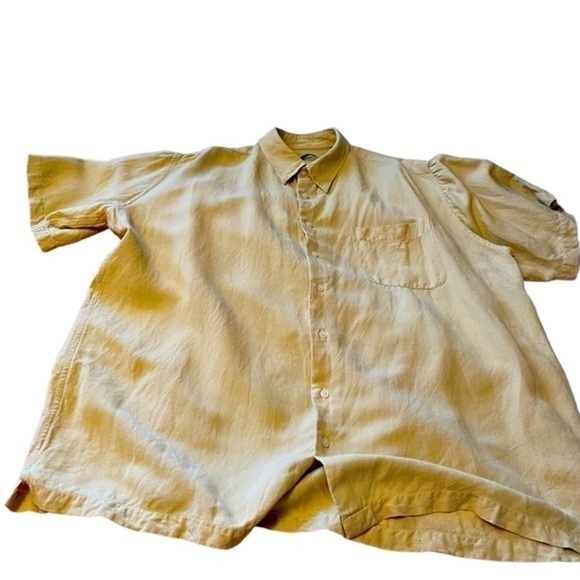 Mens Linen Blend Button Up-Collared-Shirt Sleeved Shirt - Size 2XT - Picture 4 of 9